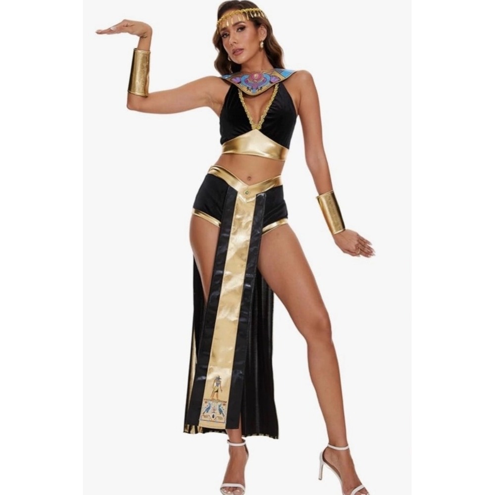 NEW Large Queen Egyptian Cleopatra Full Costume Set Cosplay Halloween